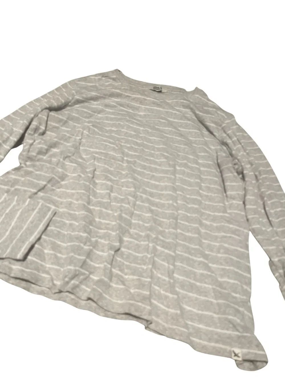 Eddie Bauer Light Gray Striped Long Sleeve Top
